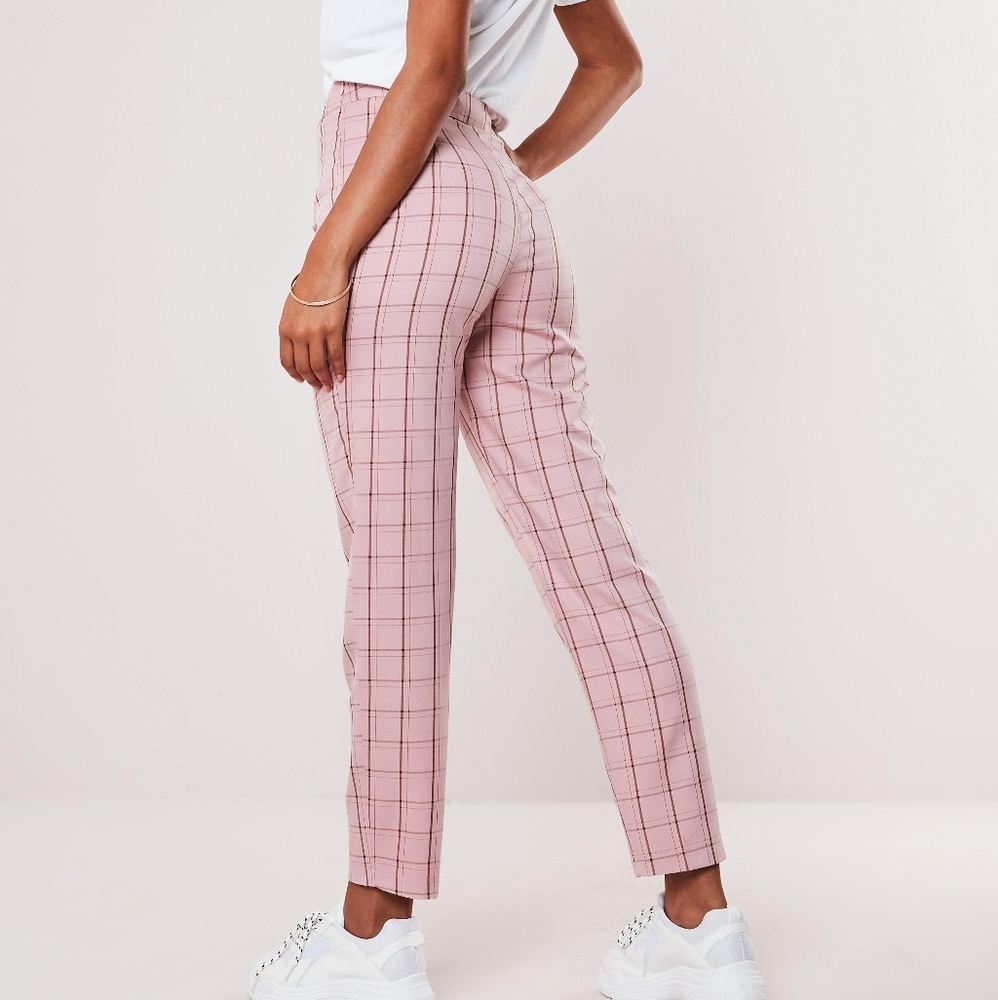 Mint Vanilla Plaid Cigarette Straight Dress Pant - Picture 1 of 13